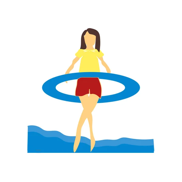 体操女孩在海矢量矢量隔离白色背景为您的 Web 和移动应用程序设计 体操女孩在海矢量徽标概念 — 图库矢量图片