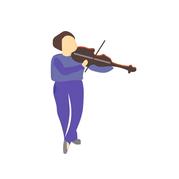 Menina Jogando Vetor Violino Vetor Isolado Fundo Branco Para Seu — Vetor de Stock
