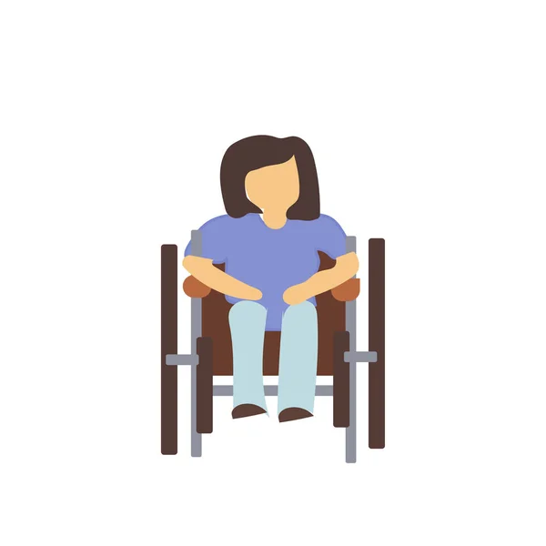 Femme Handicapée Assise Dans Vecteur Fauteuil Roulant Isolé Sur Fond — Image vectorielle