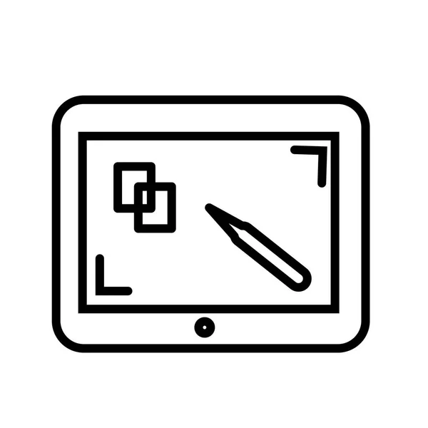 描画タブレットのアイコン ベクトル Web およびモバイル アプリの設計 図面のタブレットのロゴのコンセプトのホワイト バック グラウンドの分離 — ストックベクタ