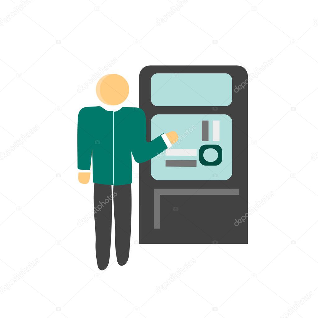 Ticket machine icon vector isolated on white background for your web and mobile app design, Ticket machine logo concept person