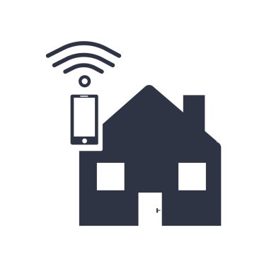 Akıllı ev simgesini vektör web ve mobil uygulaması tasarımı, akıllı ev logo kavramı için izole üzerinde beyaz arka plan