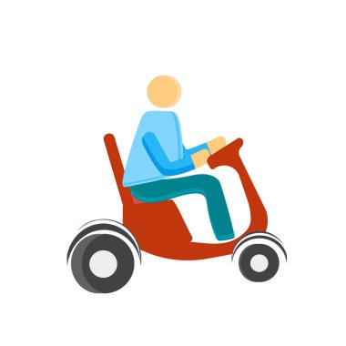 Scooter simge vektör web ve mobil uygulaması tasarımı, Scooter logo kavramı kişi için izole üzerinde beyaz arka plan