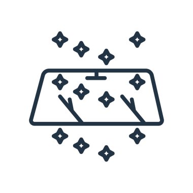 Beyaz arka plan üzerinde ön cam saydam işareti izole ön cam simge vektör