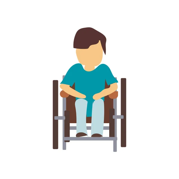Uomo Disabile Seduto Sedia Rotelle Vettore Vettore Isolato Sfondo Bianco — Vettoriale Stock