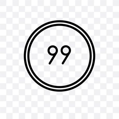 Tırnak işareti içinde transpare üzerinde izole bir daire vektör simgesi