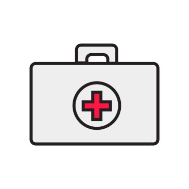 Beyaz arka plan üzerinde ilk AI izole ilk yardım kiti simge vektör
