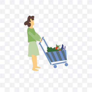 saydam arka izole alışveriş çantası vektör simgesi olan kadın