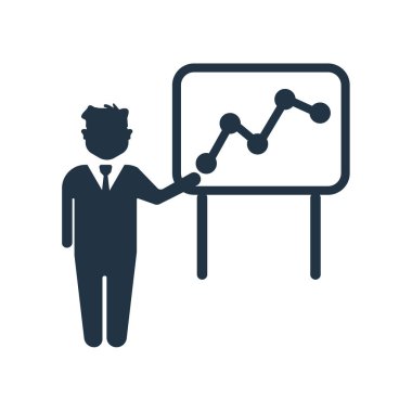 Beyaz arka plan üzerinde Presentat izole sunu simge vektör