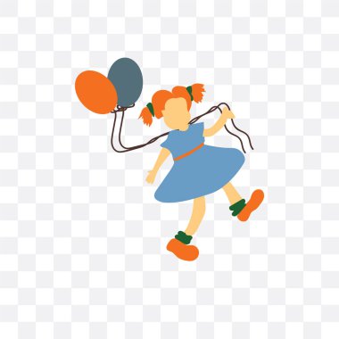 Balonlar vektör simgesi üzerinde şeffaf arka plan izole çocuk