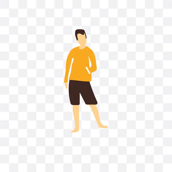 Young boy with phone vector icon isolated on transparent backgro — Stock Vector