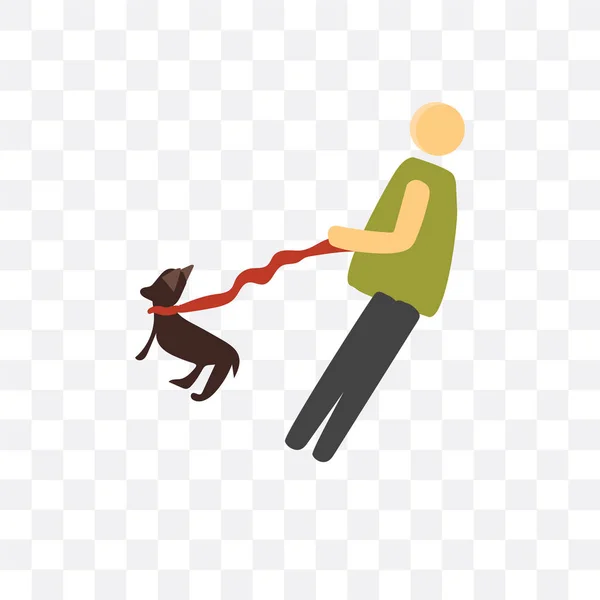 Walking the dog vector icon isolated on transparent background, — Stock Vector