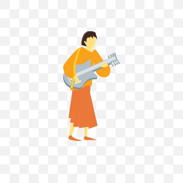 Chica jugando icono de vector de guitarra aislado en backgrou transparente — Archivo Imágenes Vectoriales