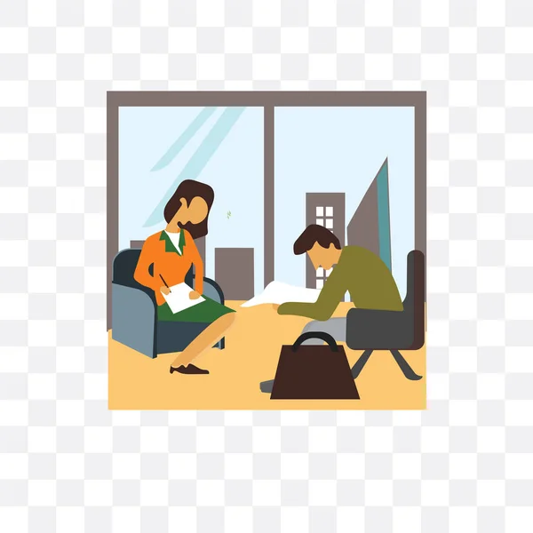 Team coworking in office vector pictogram geïsoleerd op transparante bac — Stockvector