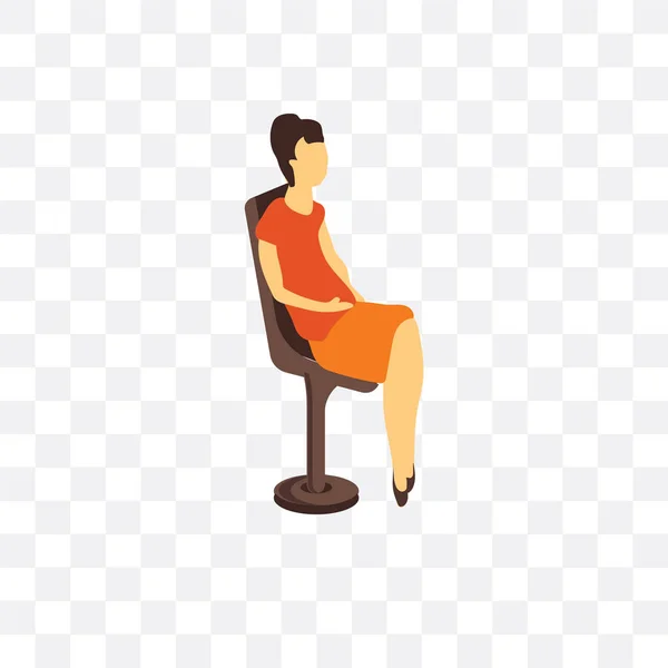 Frau sitzt Vektor-Symbol isoliert auf transparentem Hintergrund, wo — Stockvektor