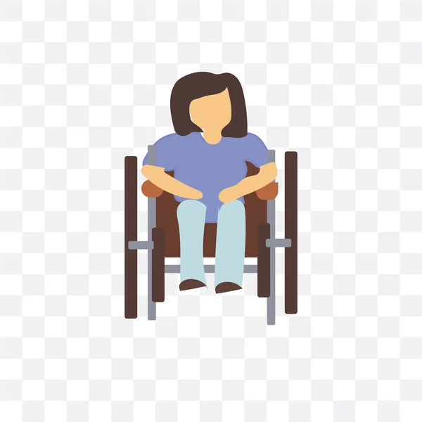 Disabled woman sitting in wheelchair vector icon isolated on tra — Stock Vector