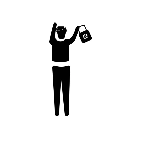Homme avec boîtier avec icône dollar vecteur isolé sur fond blanc — Image vectorielle