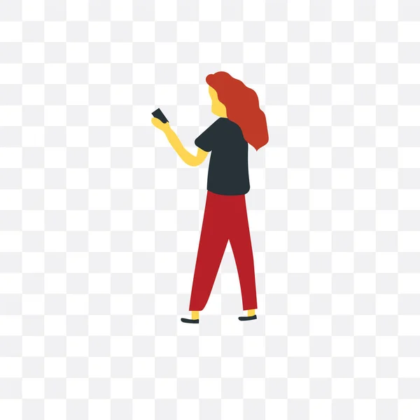 Frau mit Telefon-Vektorsymbol isoliert auf transparentem Hintergrund, — Stockvektor