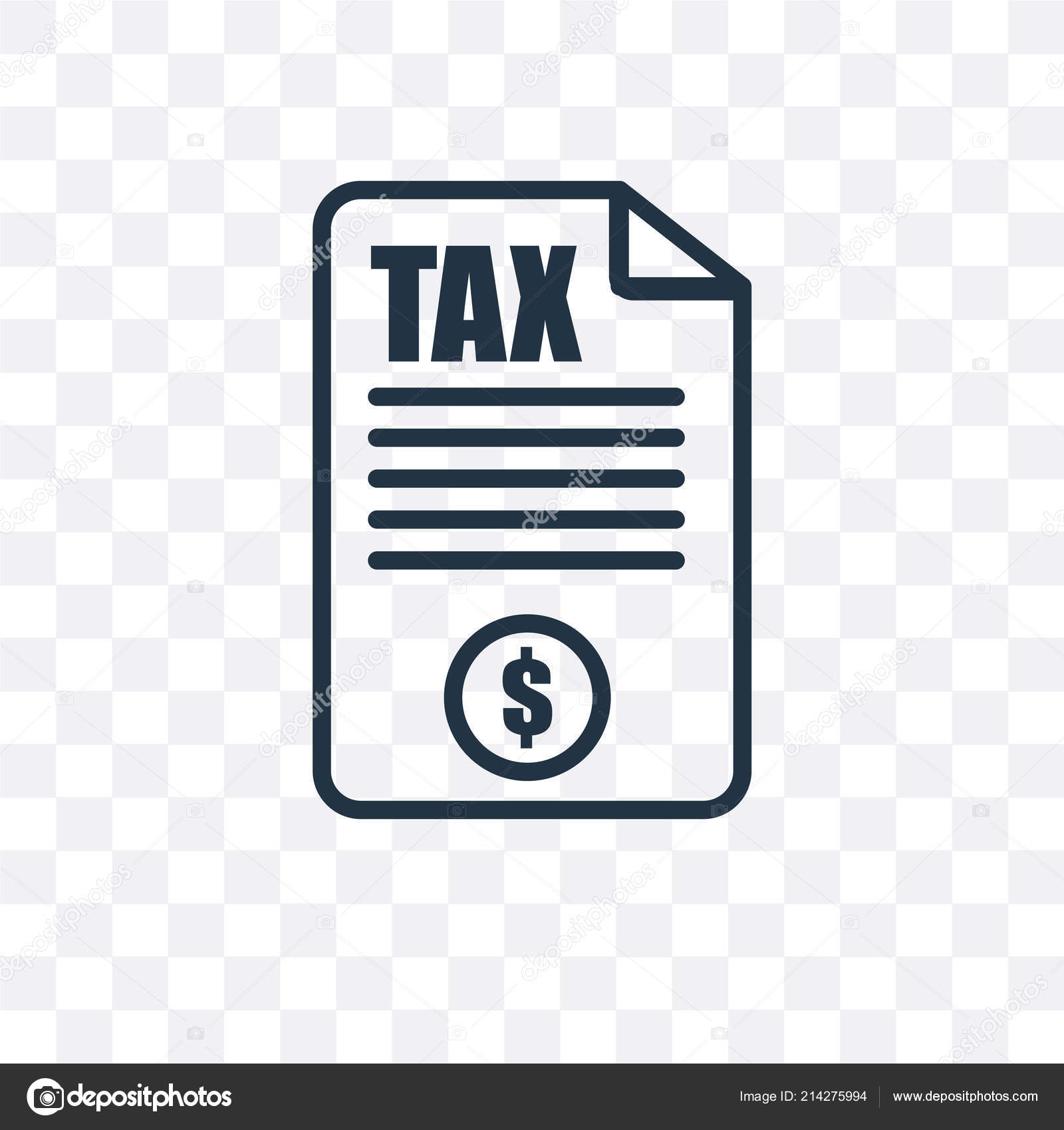 Tax vector icon isolated on transparent background, Tax logo des Stock