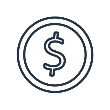 Beyaz arka plan üzerinde bozuk para işareti izole sikke simge vektör