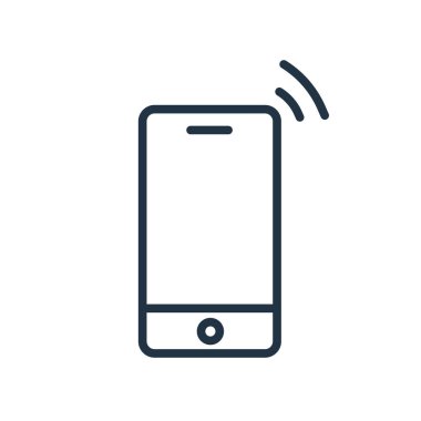 Beyaz arka plan üzerinde mobil işareti izole mobil simge vektör