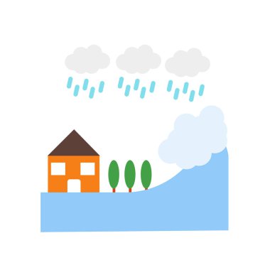 Beyaz arka plan üzerinde Tsunami işareti izole tsunami simge vektör ,