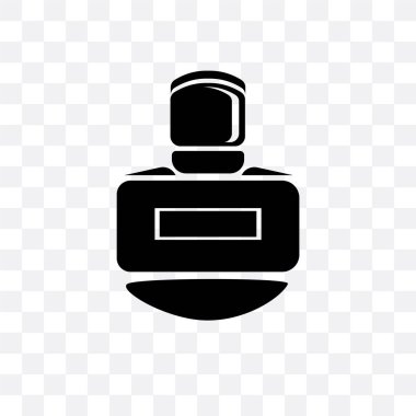 Saydam arka plan üzerinde parfüm izole parfüm vektör simgesi 