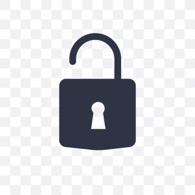 Saydam arka plan üzerinde Unlock lo izole vektör simgesi kilidini