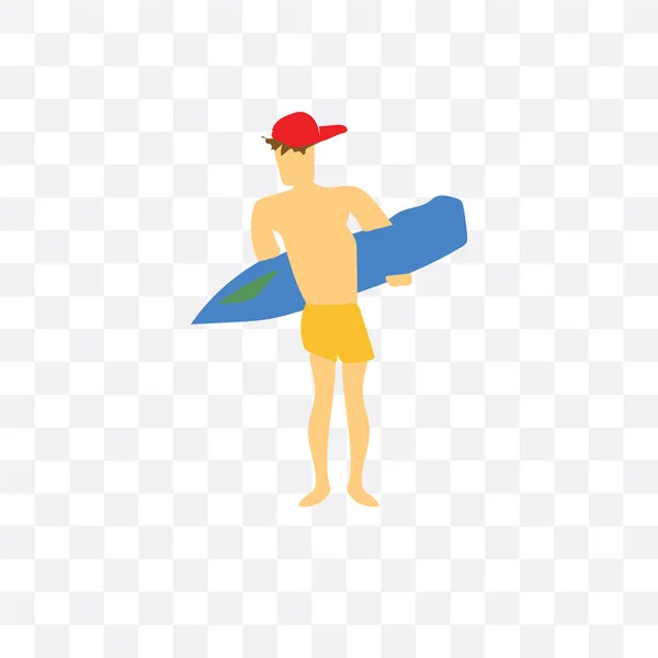 人冲浪矢量图标隔离在透明的背景下, 男人 — 图库矢量图片