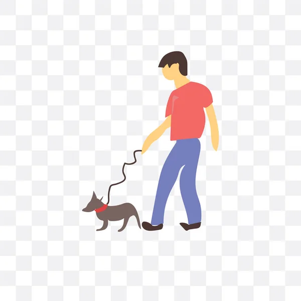 Чоловік ходить з собакою Векторна іконка ізольована на прозорому фоні — стоковий вектор
