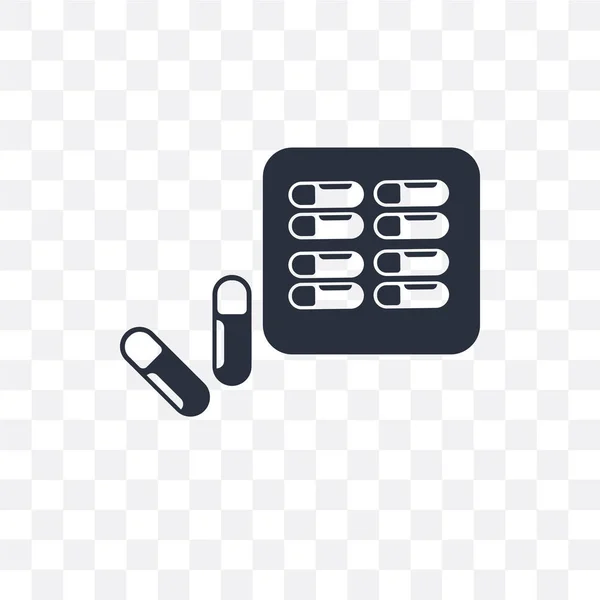 Capsules de drogues et pilules icône vectorielle isolée sur bac transparent — Image vectorielle