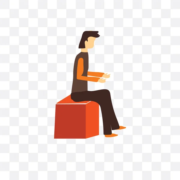 Icona vettoriale uomo seduto isolato su sfondo trasparente, Sitt — Vettoriale Stock