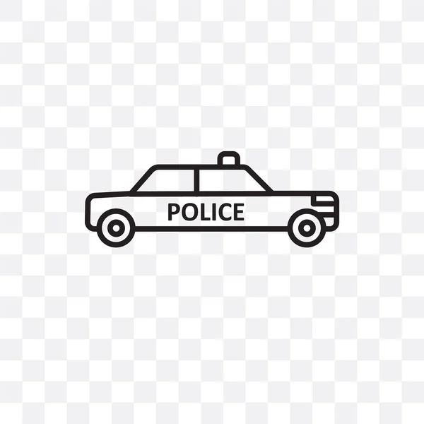 Police car vector icon isolated on transparent background, Polic — Stock Vector