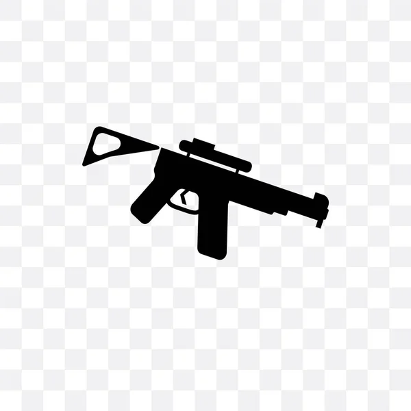 Gun wektor ikona na białym tle na przezroczystym tle, pistolet logo des — Wektor stockowy