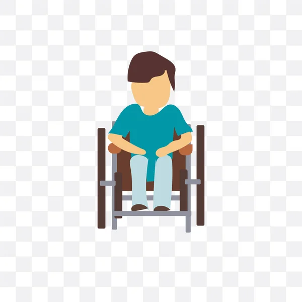 Disabili uomo seduto in sedia a rotelle vettore icona isolato su trans — Vettoriale Stock