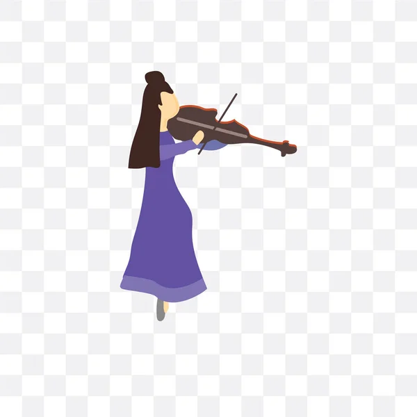 Chica jugando violín vector icono aislado en fondo transparente — Archivo Imágenes Vectoriales