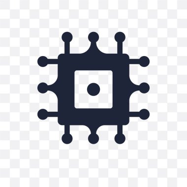 Mikroçip şeffaf simge. Mikroçip sembolü tasarım ağ koleksiyonundan. Basit öğe vektör çizim şeffaf arka plan üzerinde.