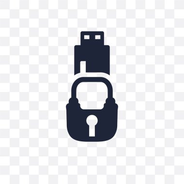 Pendrive güvenlik şeffaf simgesi. Pendrive güvenlik sembolü tasarım Internet güvenlik koleksiyonundan. Basit öğe vektör çizim şeffaf arka plan üzerinde.