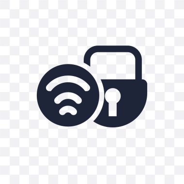 WiFi güvenlik şeffaf simgesi. WiFi güvenlik sembolü tasarım Internet güvenlik koleksiyonundan. Basit öğe vektör çizim şeffaf arka plan üzerinde.