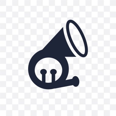 Fransız kornosu şeffaf simge. Fransız kornosu sembolü tasarım müzik koleksiyonundan. Basit öğe vektör çizim şeffaf arka plan üzerinde.