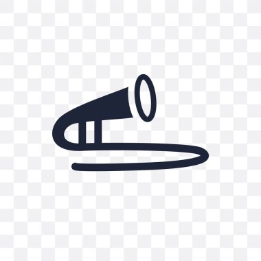 Trombon şeffaf simge. Trombon sembolü tasarım müzik koleksiyonundan. Basit öğe vektör çizim şeffaf arka plan üzerinde.