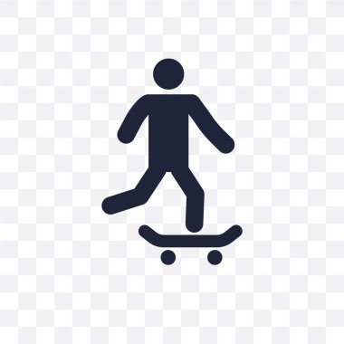 Skateboarding şeffaf simge kişini. İnsanlar koleksiyonundan Skateboarding sembolü tasarım kişini. Basit öğe vektör çizim şeffaf arka plan üzerinde.
