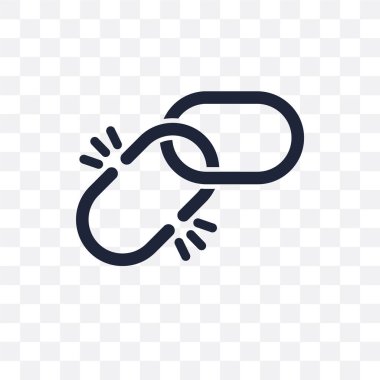 Kırık link şeffaf simge. Bağlantı simgesi tasarım Seo koleksiyonundan kırık. Basit öğe vektör çizim şeffaf arka plan üzerinde.