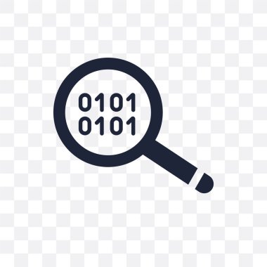 İkili veri arama şeffaf simgesi. İkili veri simgesi tasarım Analytics koleksiyonundan arayın. Basit öğe vektör çizim şeffaf arka plan üzerinde.