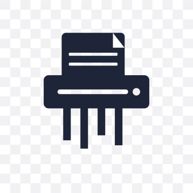 Kağıt parçalayıcı şeffaf simgesi. Kağıt parçalayıcı sembolü tasarım iş koleksiyonundan. Basit öğe vektör çizim şeffaf arka plan üzerinde.