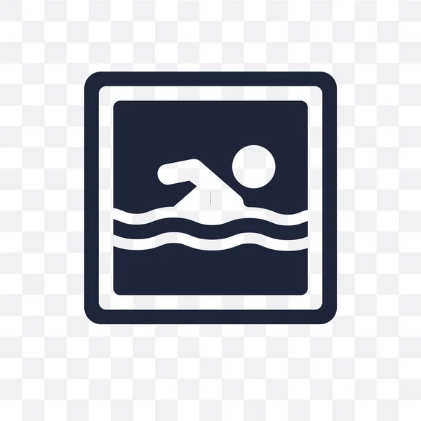 游泳标志透明图标 从交通标志集合的游泳标志符号设计 简单的元素向量例证在透明背景 — 图库矢量图片