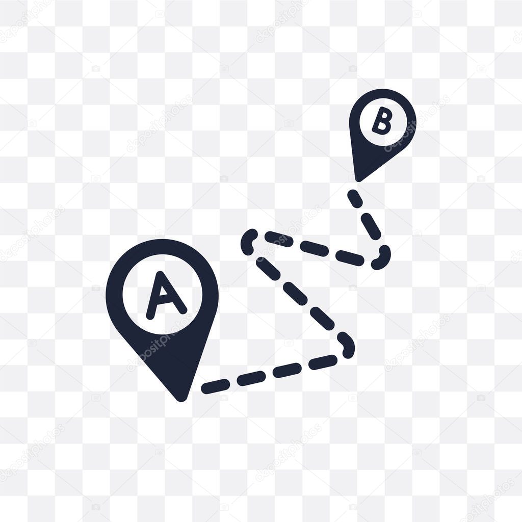 Path A to B transparent icon. Path A to B symbol design from Maps and locations collection. Simple element vector illustration on transparent background.