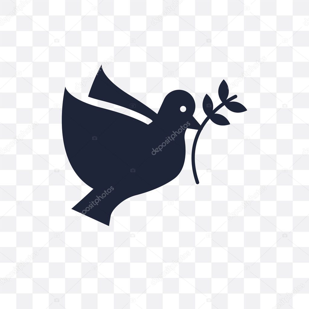 Dove transparent icon. Dove symbol design from Wedding and love collection. Simple element vector illustration on transparent background.