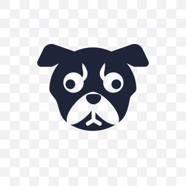 Pug köpek şeffaf simge. Pug köpek sembolü tasarım köpekler koleksiyonundan. Basit öğe vektör çizim şeffaf arka plan üzerinde.