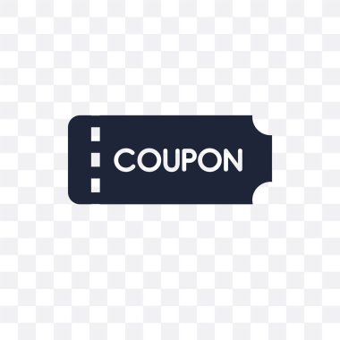 Kupon şeffaf simge. Kupon sembolü tasarım e-ticaret koleksiyonundan. Basit öğe vektör çizim şeffaf arka plan üzerinde.